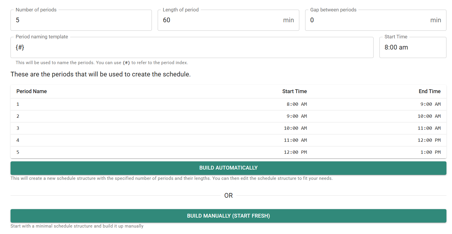 The Schedule Structure Builder
