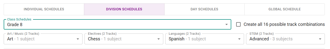 Exporting division schedules