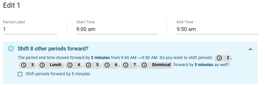 Shifting periods forward