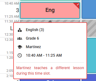 Double booked teacher small card view