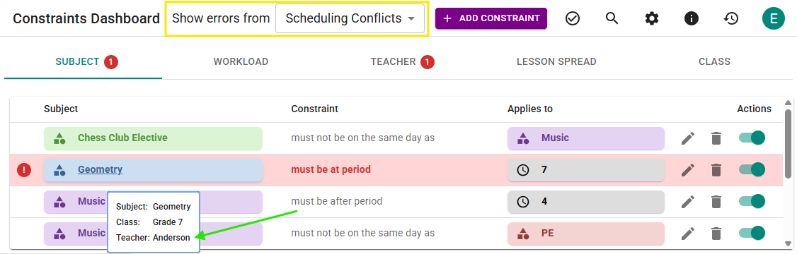 Example Scheduling Conflict 1