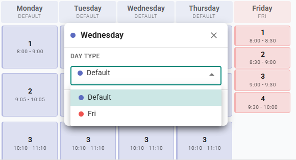 Assign a day to a specific day layout