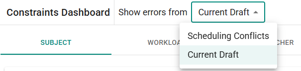 Show errors from drop down