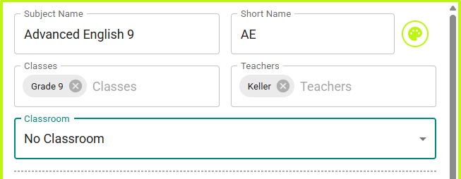 The updated schedule card