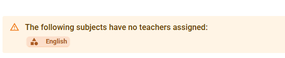 Subject with no teachers warning