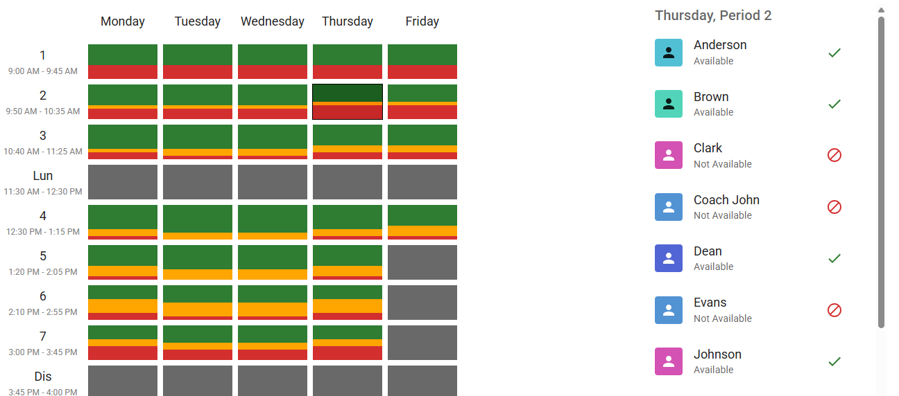 Teacher calendar constraints